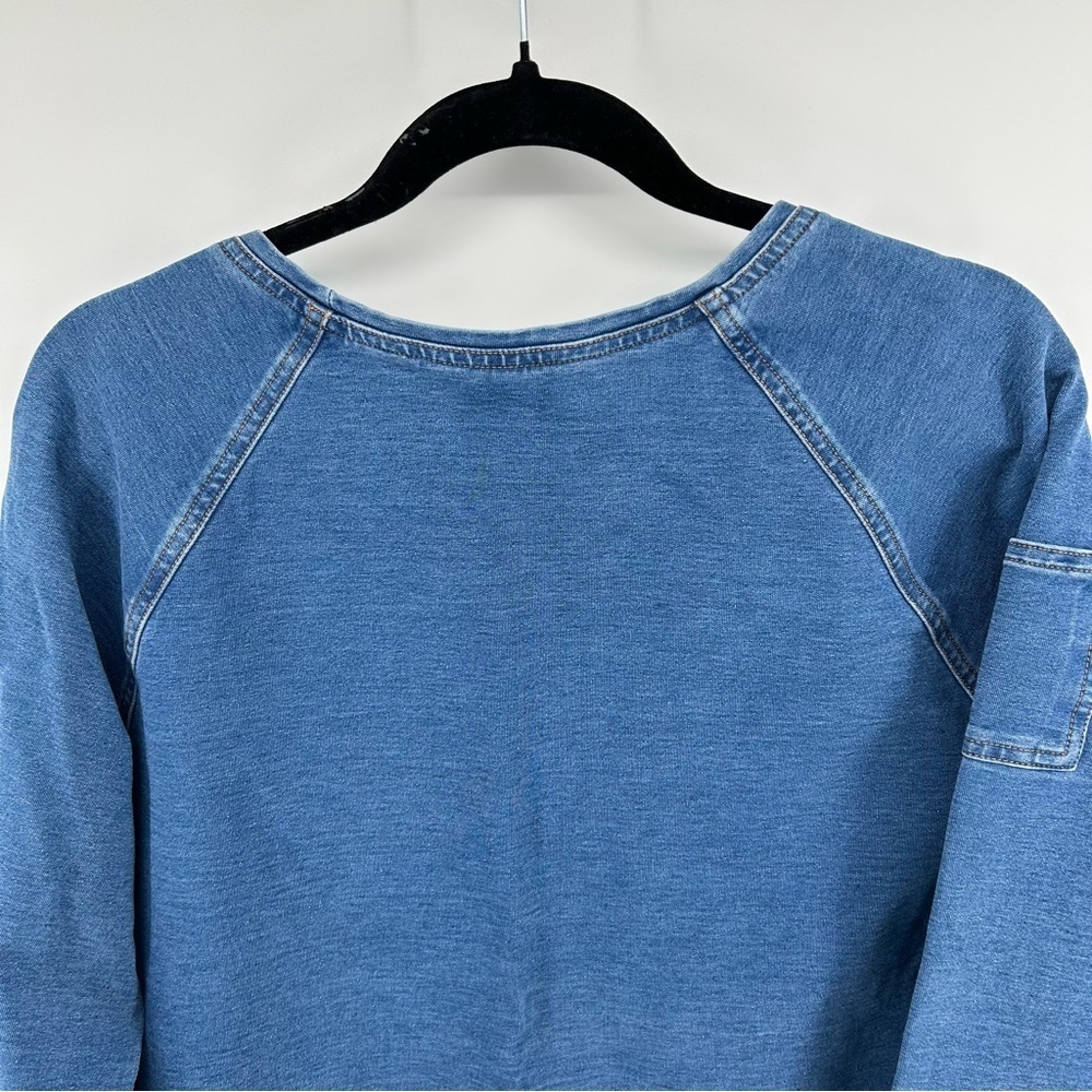 J.Jill Denim Look Knit Pullover Top Patch Pockets Casual Relaxed Fit Size S - Picture 7 of 7